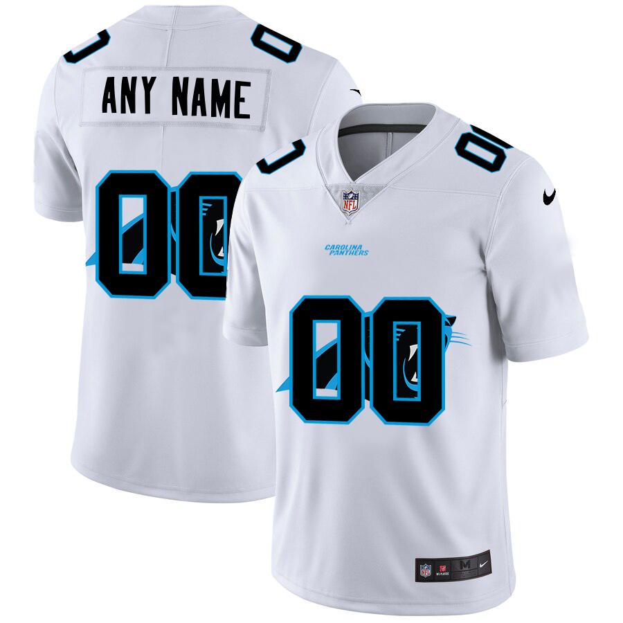 Wholesale Carolina Panthers Custom White Men Nike Team Logo Dual Overlap Limited NFL Jersey